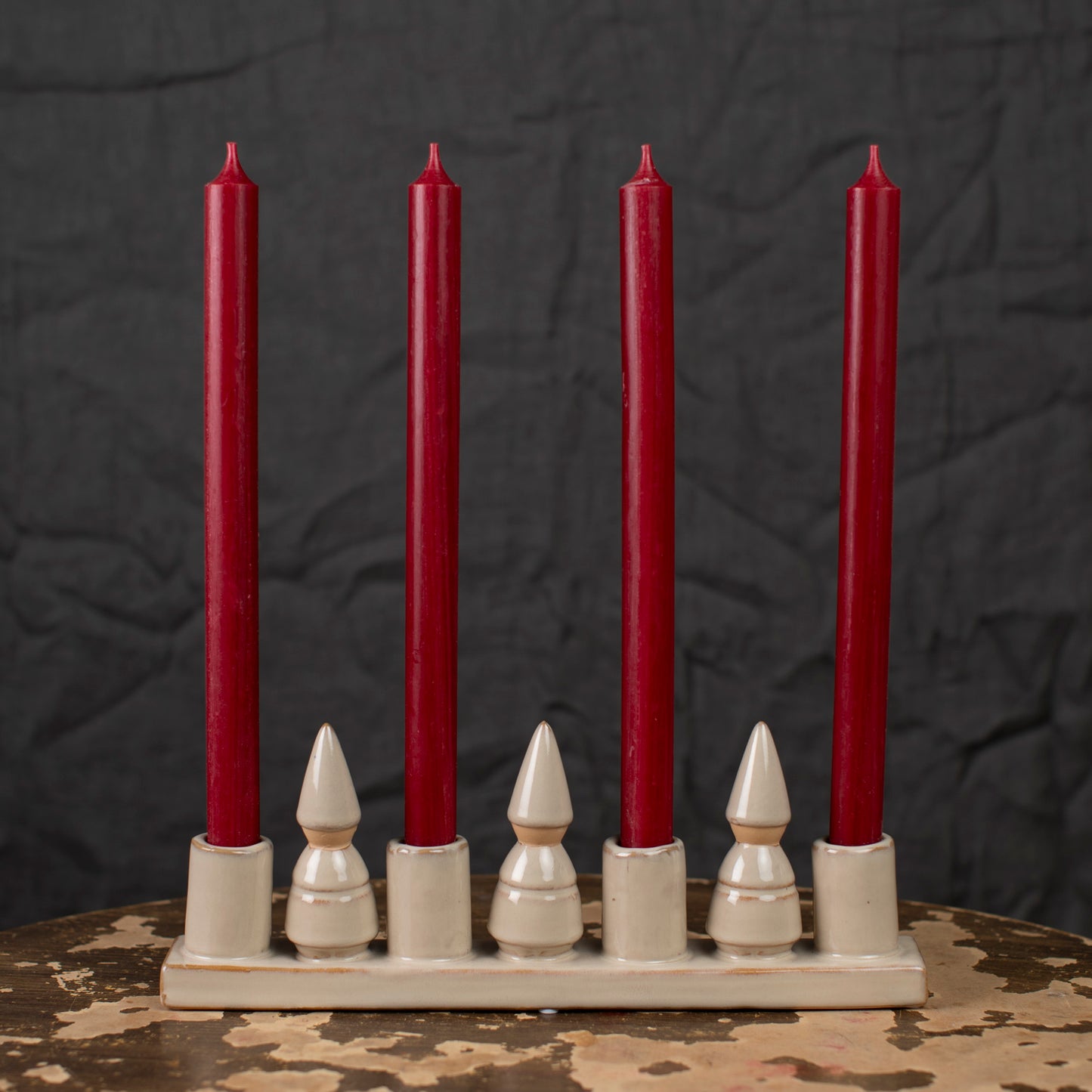 Festive Ceramic candle set holder